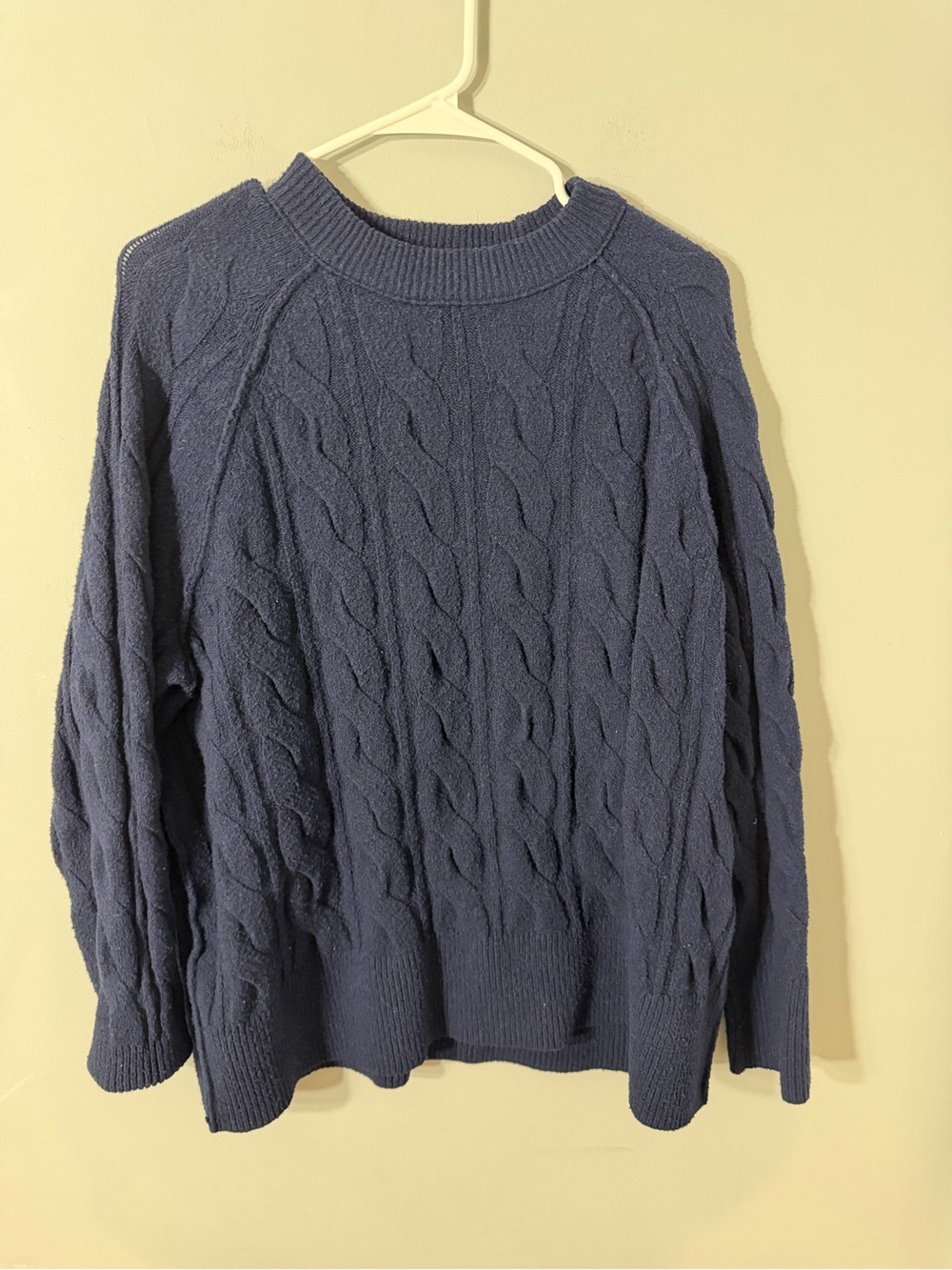 aerie women’s Cable Crewneck Sweater - Navy Blue